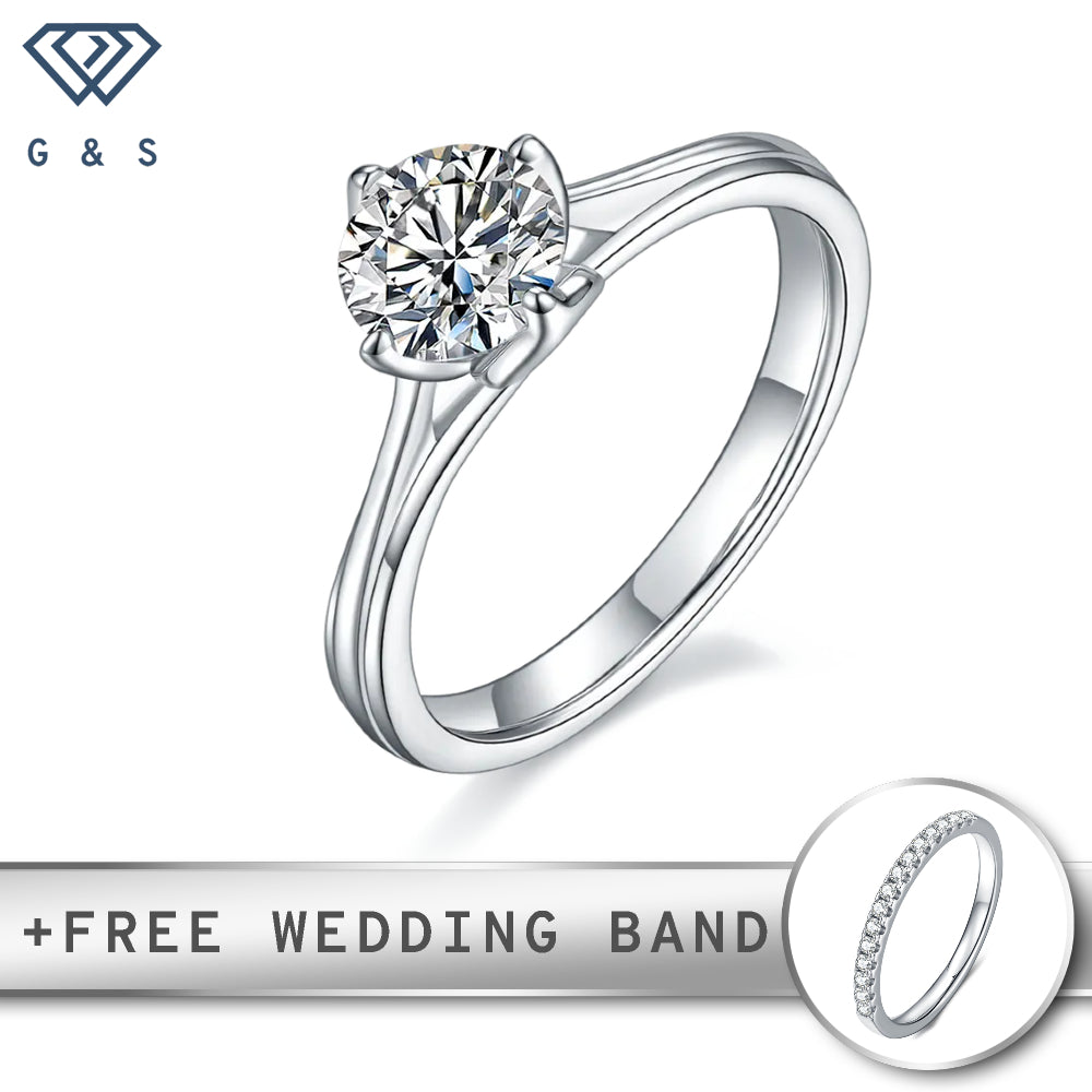 A delicate sterling silver engagement ring featuring a 1.00ct moissanite held in a beautiful tulip-inspired setting.