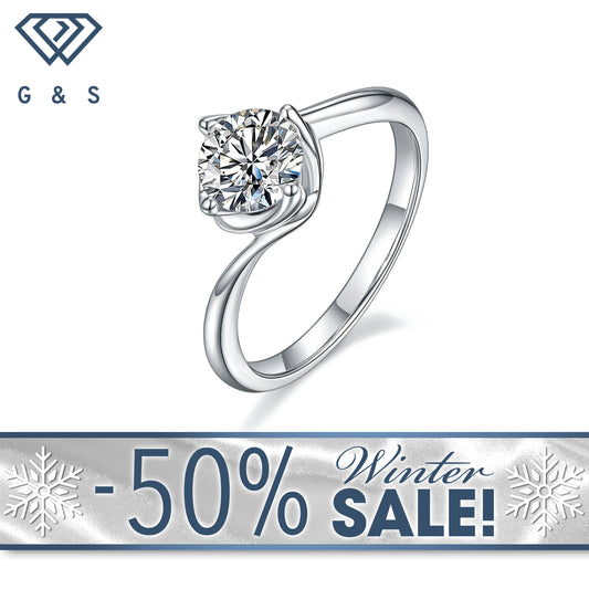 Twist Basket Solitaire 1.00ct Moissanite Engagement Ring Set in Sterling Silver - Winter Sale