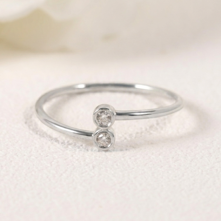 Two Stone Moissanite Celestial Glow Stacking Ring