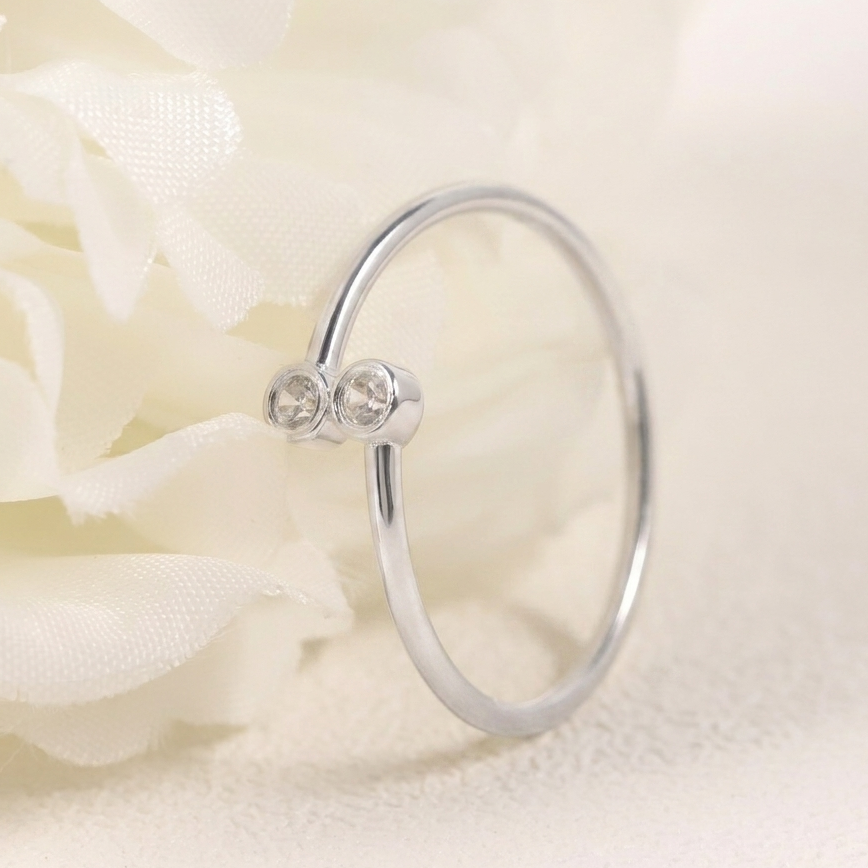 Two Stone Moissanite Celestial Glow Stacking Ring