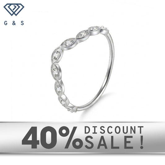 Vintage Inspired Sterling Silver Moissanite Curved Stackable Ring