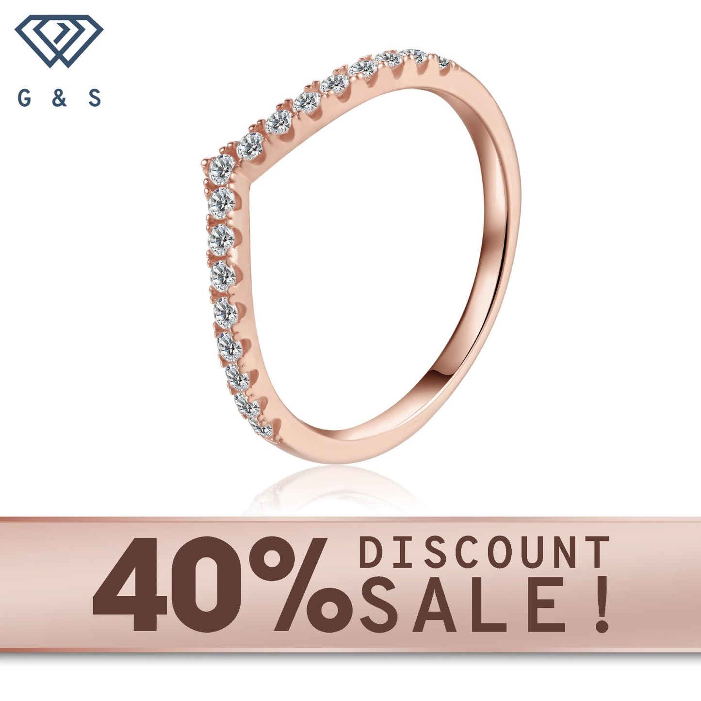 Wishbone moissanite wedding band set in 9ct rose gold.