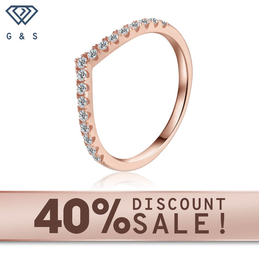 Wishbone moissanite wedding band set in 9ct rose gold.