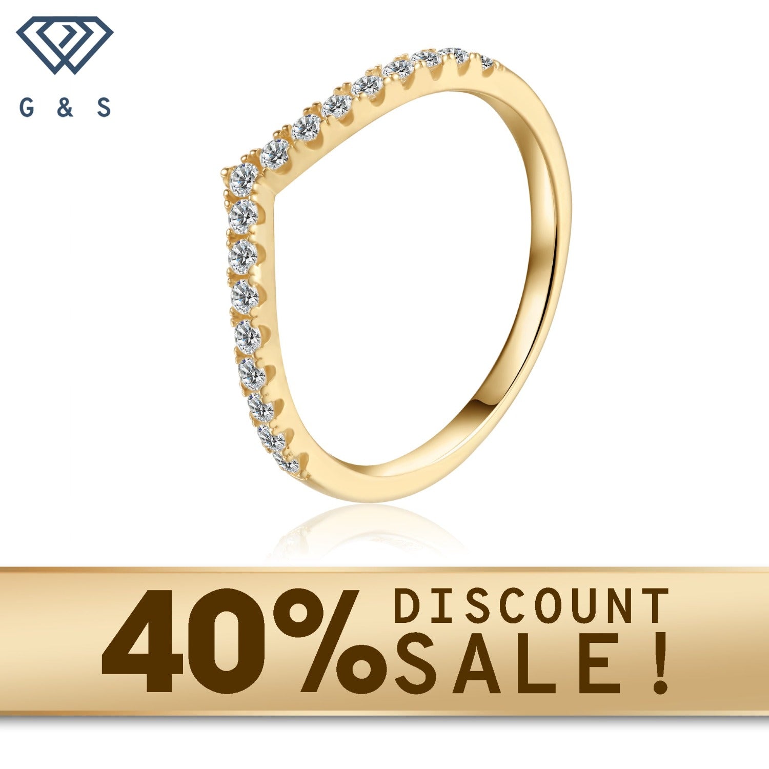 Wishbone Moissanite Wedding Band Set in 9ct Yellow Gold