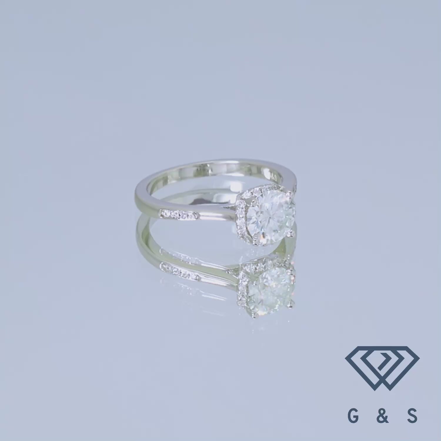 A modern and elegant engagement ring, showcasing a 1.00ct moissanite with a halo setting, designed for a contemporary aesthetic in sterling silver.