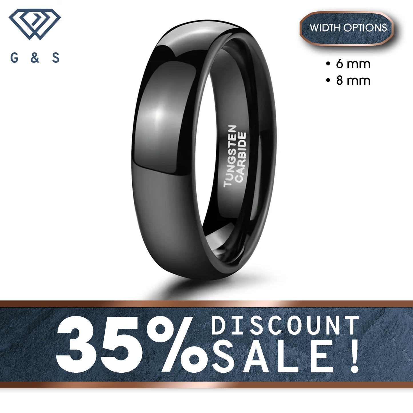 Black Polished Tungsten Carbide Ring