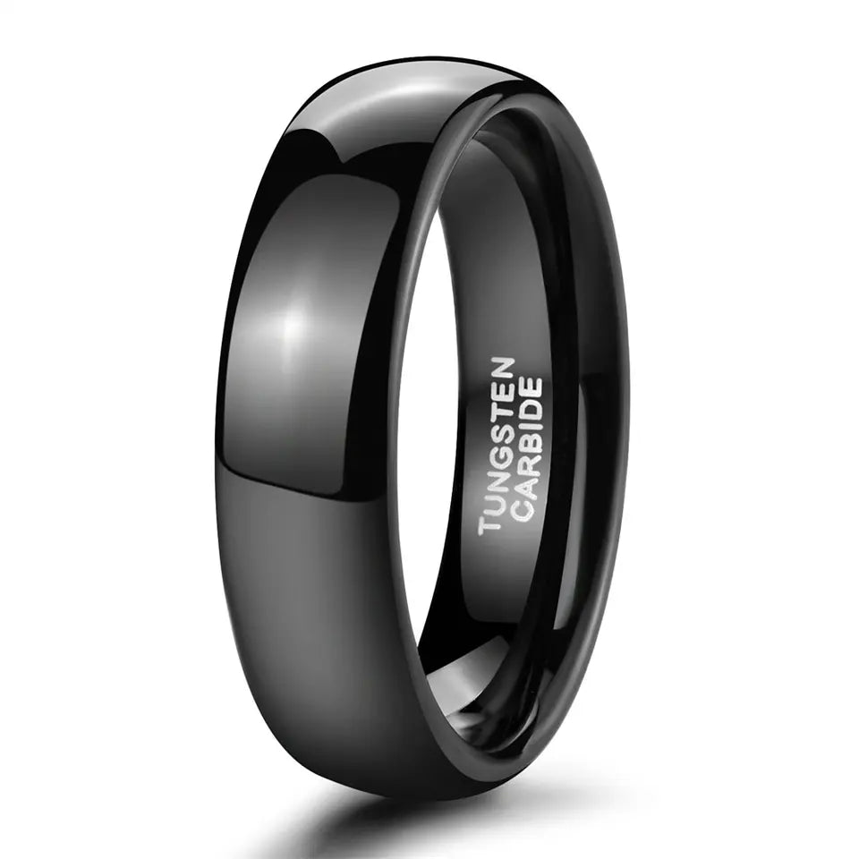 Black Polished Tungsten Carbide Ring – Gems and Stuff
