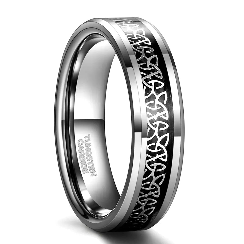 Celtic Knot Inlay Tungsten Carbide Ring