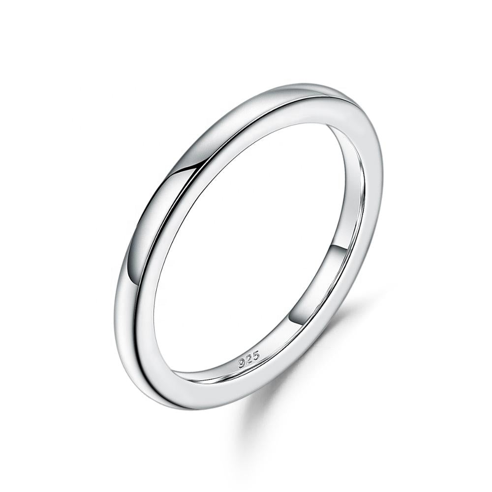 A simple and timeless wedding band crafted from polished sterling silver.