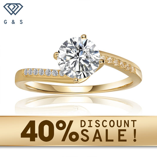 A classic solitaire design showcasing a brilliant 1.00ct moissanite in a warm 9ct yellow gold setting.