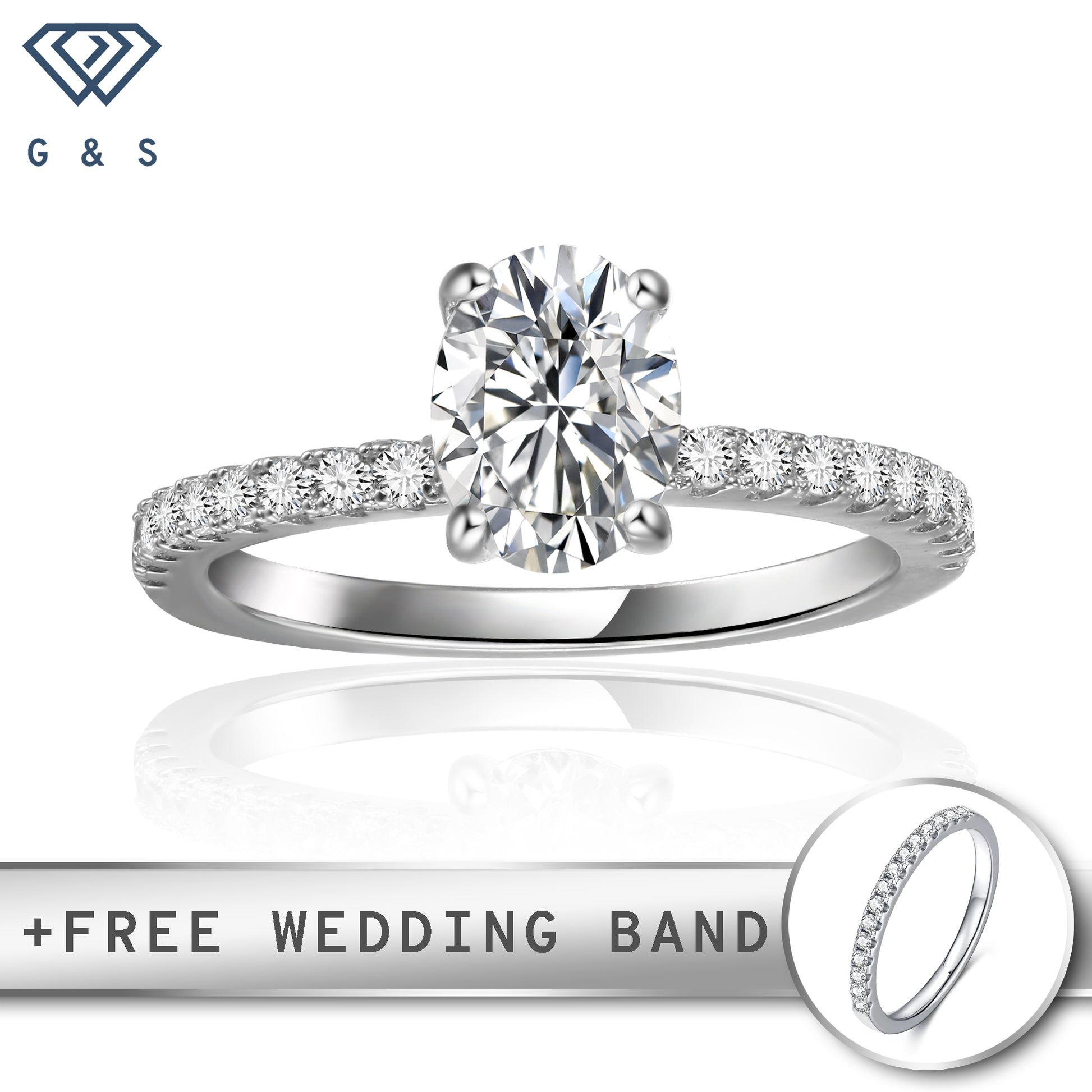 A classic engagement ring featuring a brilliant 1.00ct oval-cut moissanite set in polished sterling silver.