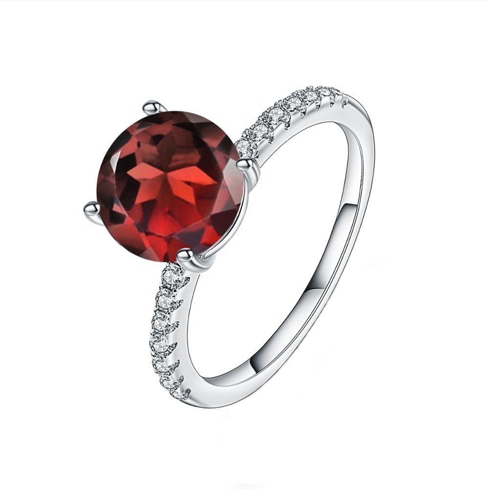 Exquisite Garnet Ring - Round Brilliant Cut