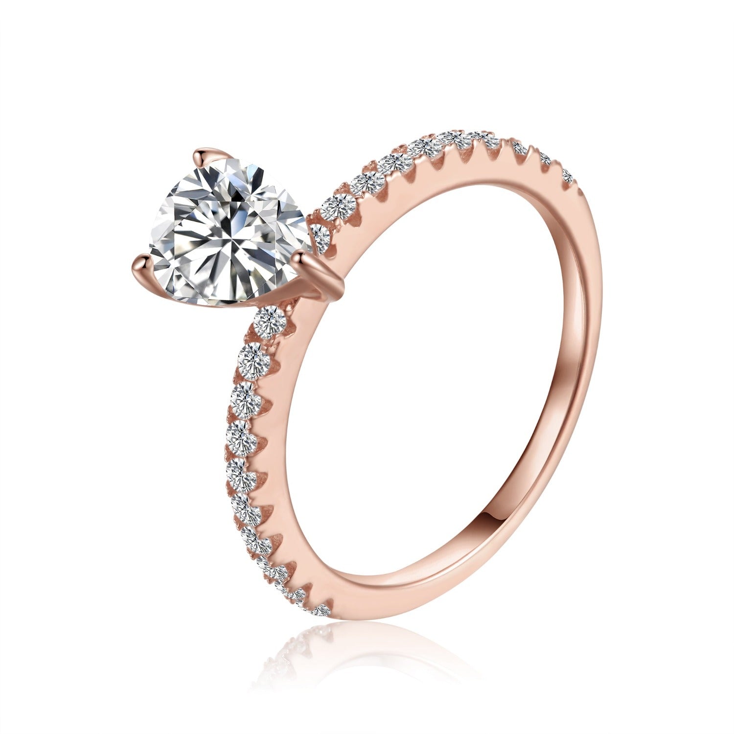 Stunning 9ct rose gold engagement ring showcasing a 1.25ct pear-shaped moissanite.