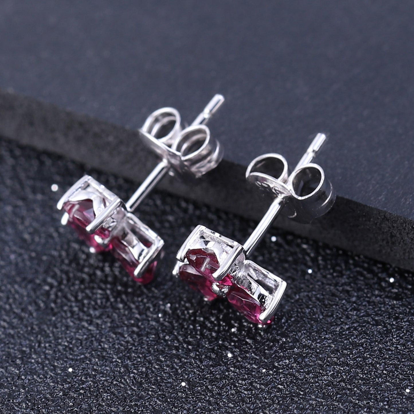 Trilogy Of Hearts Rhodolite Garnet Earrings
