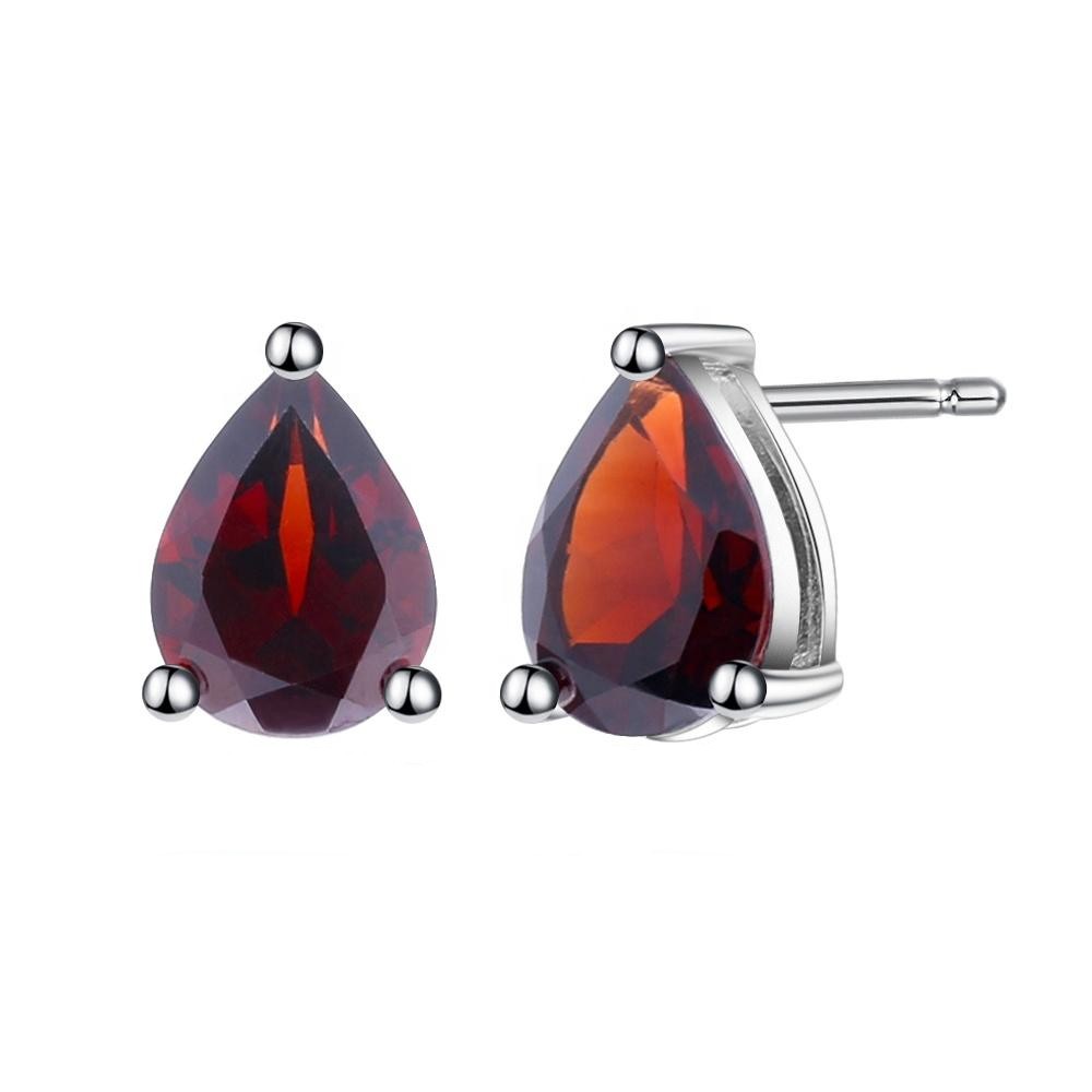 Garnet Solitaire Earrings - Pear Shape (Leadtime of 5 weeks)
