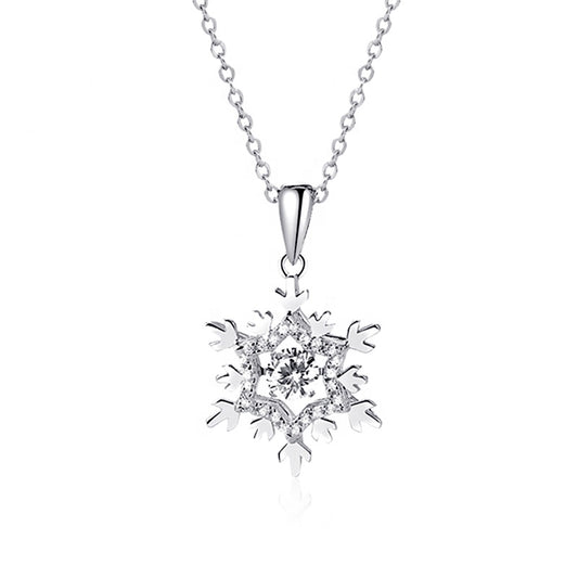 Snowflake Dancing Moissanite Pendant Set in Sterling Silver