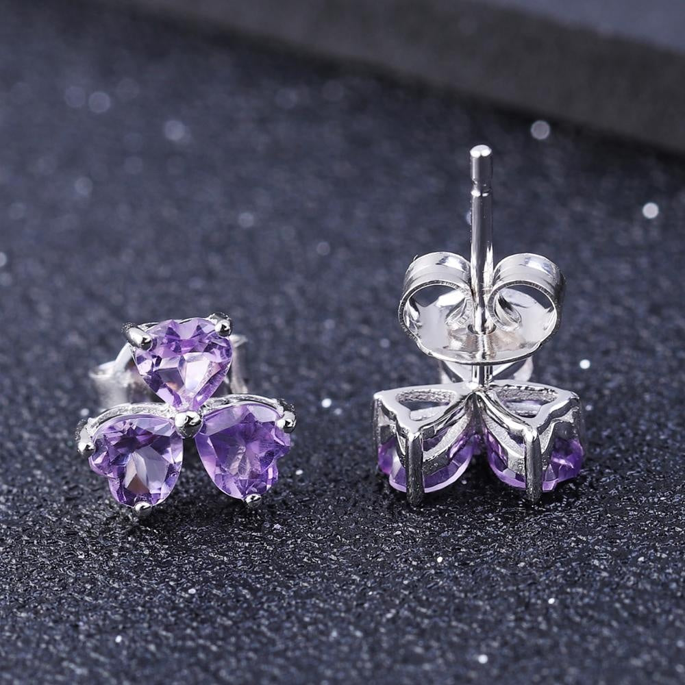Trilogy Of Hearts Amethyst Earrings (Leadtime of 5 weeks)