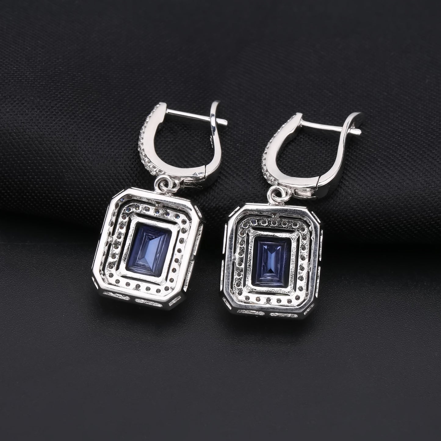 Halo Mystic Quartz Earrings - Emerald Cut