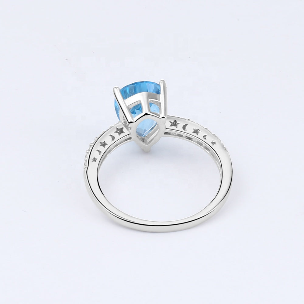 Moon & Stars Blue Topaz Ring - G&S Exclusive Design
