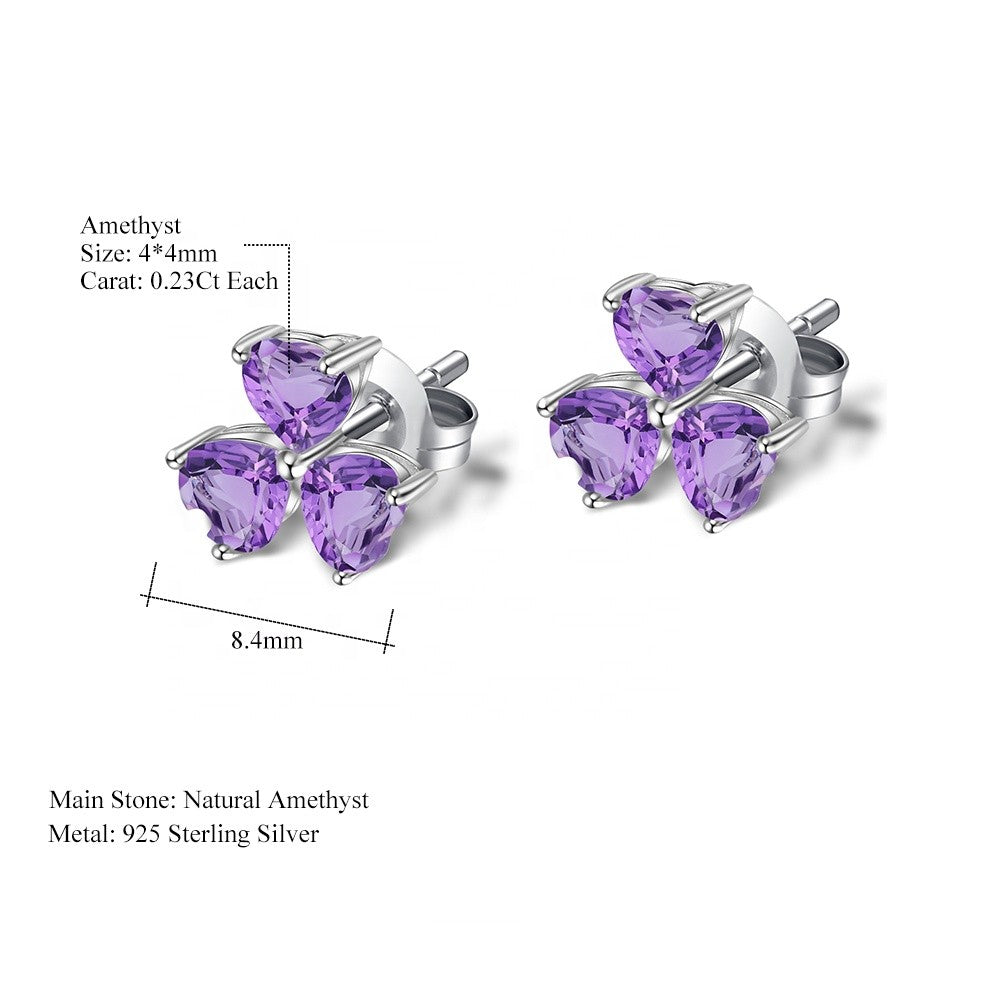 Trilogy Of Hearts Amethyst Earrings (Leadtime of 5 weeks)