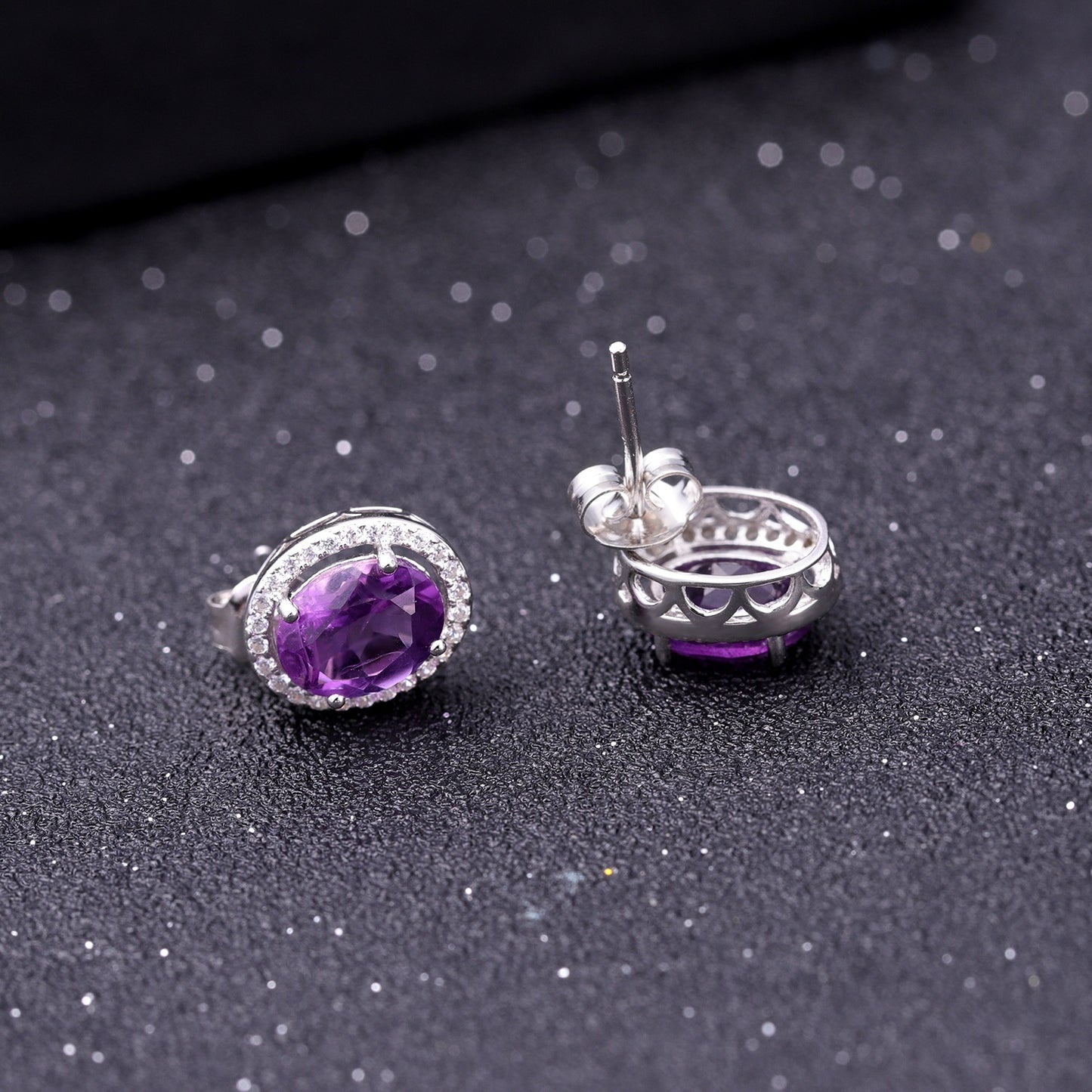 Amethyst Halo Earrings - Oval Cut (leadtime of 5-weeks)