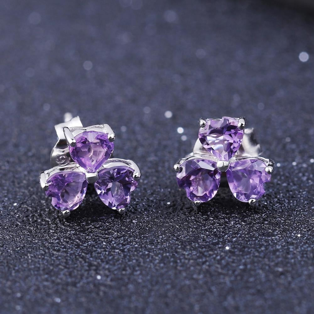 Trilogy Of Hearts Amethyst Earrings (Leadtime of 5 weeks)
