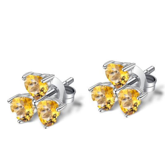 Trilogy Of Hearts Citrine Earrings