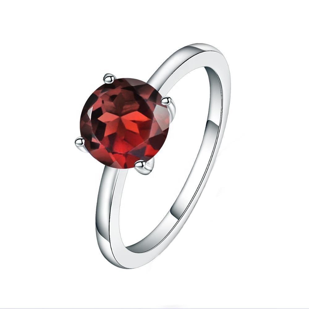 Classic 4 Claw Garnet Solitaire Ring