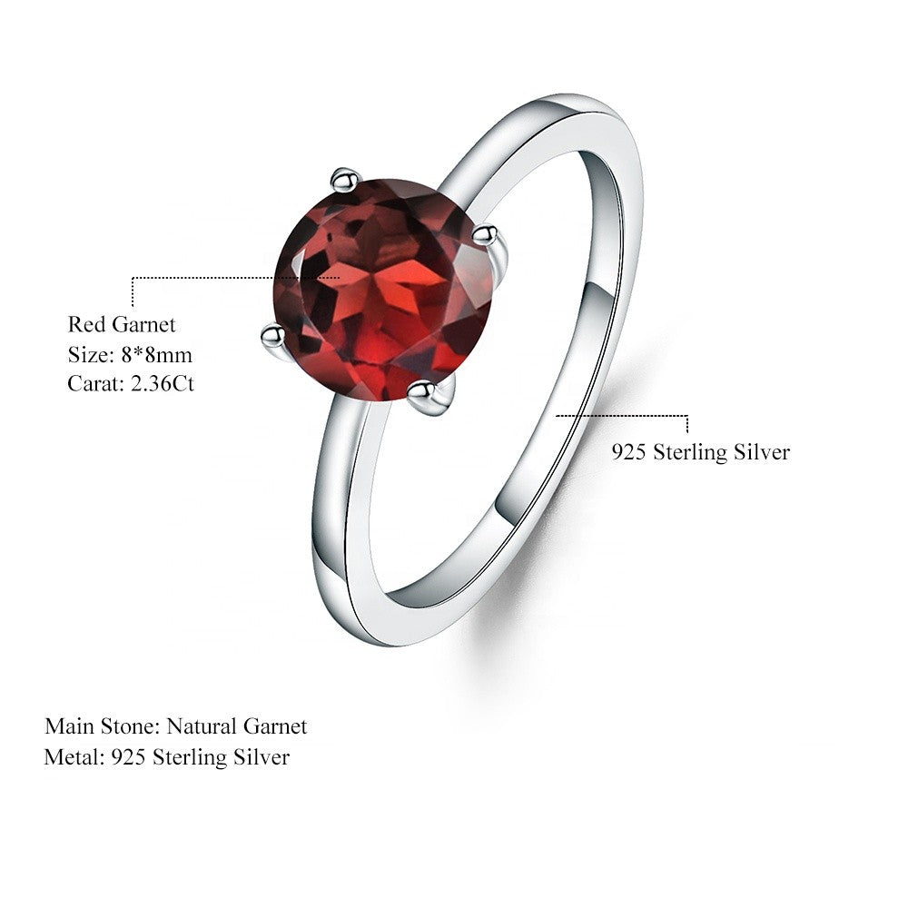 Classic 4 Claw Garnet Solitaire Ring
