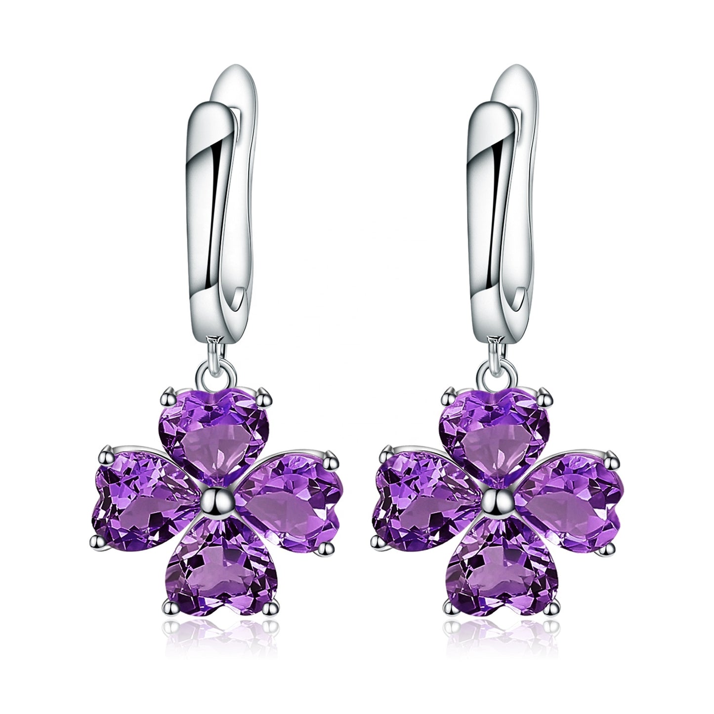 Clover Heart Amethyst Earrings (Leadtime of 5 weeks)