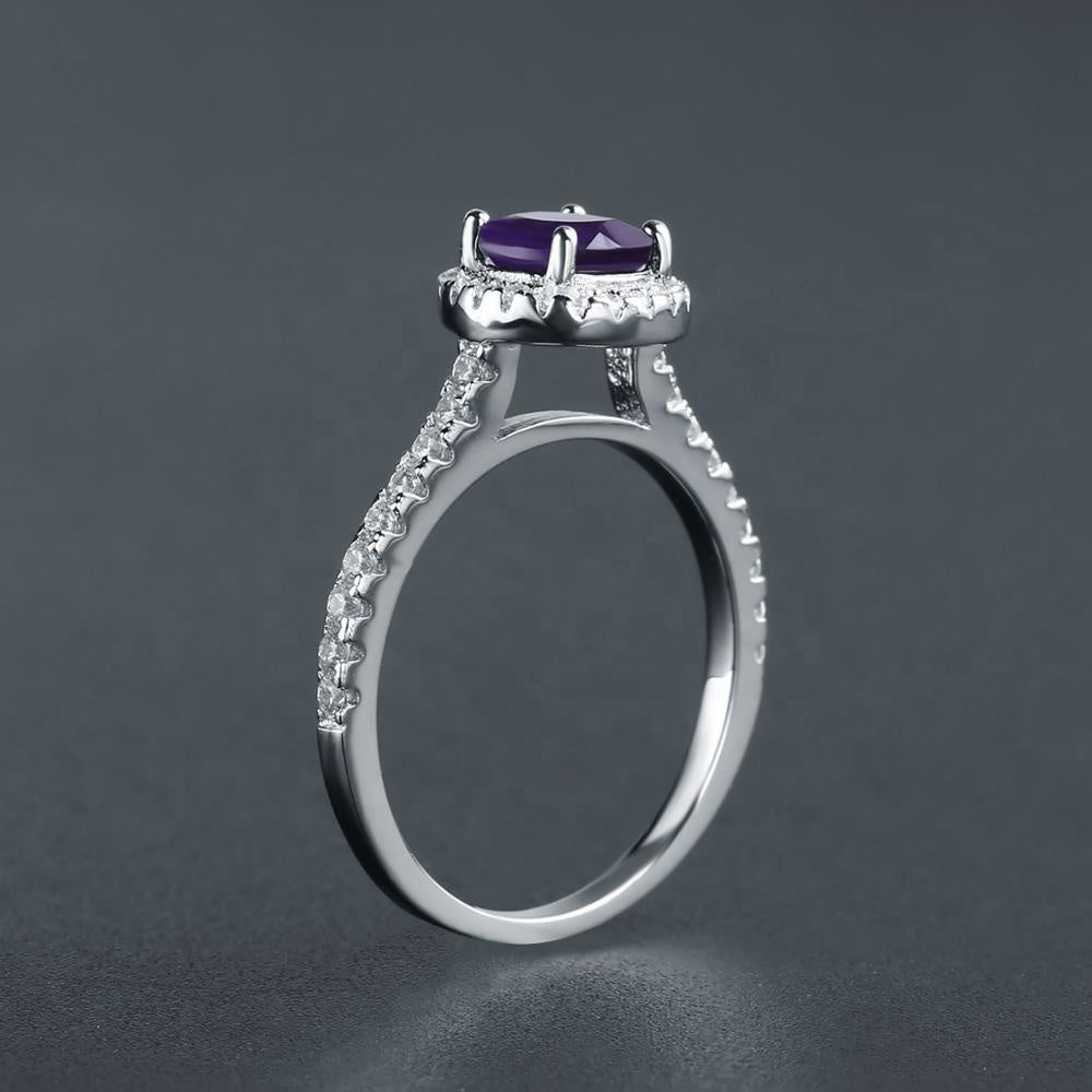 Classic Amethyst Halo Ring - Oval Cut