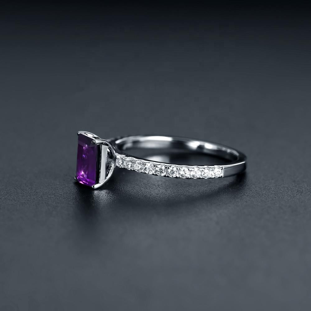 Exquisite Amethyst Ring - Emerald Cut