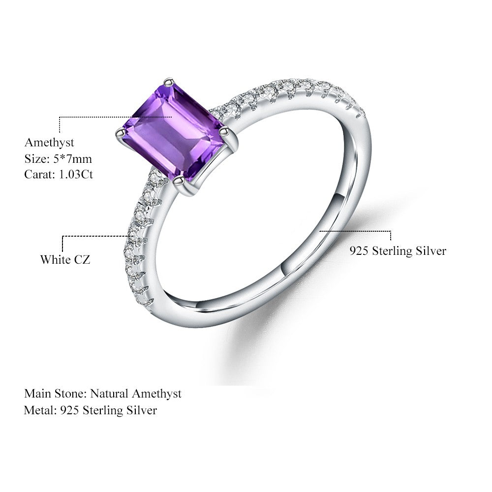 Exquisite Amethyst Ring - Emerald Cut