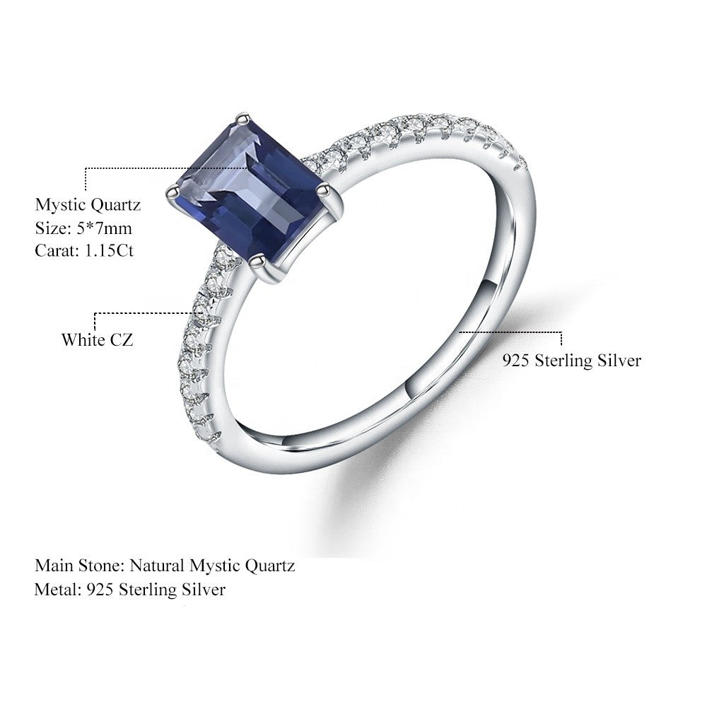 Exquisite Mystic Quartz Ring - Emerald Cut