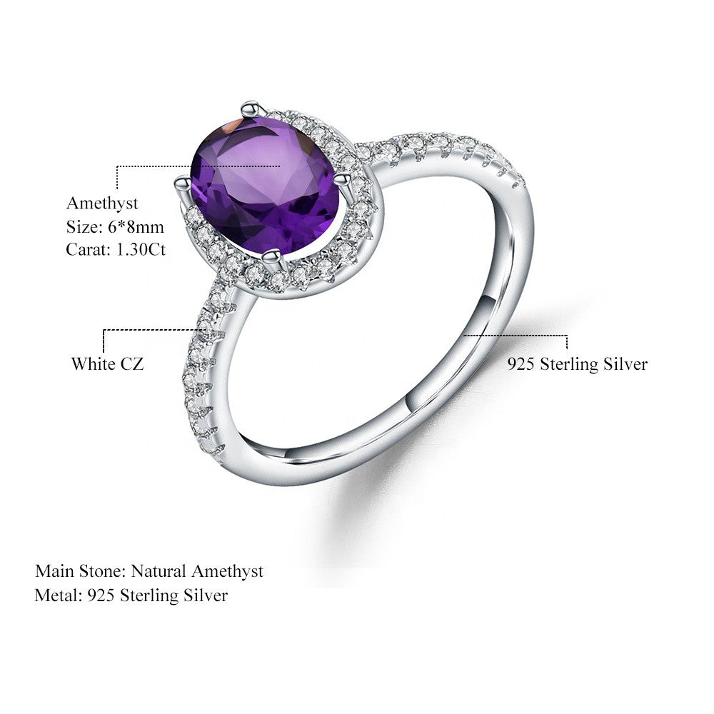 Classic Amethyst Halo Ring - Oval Cut