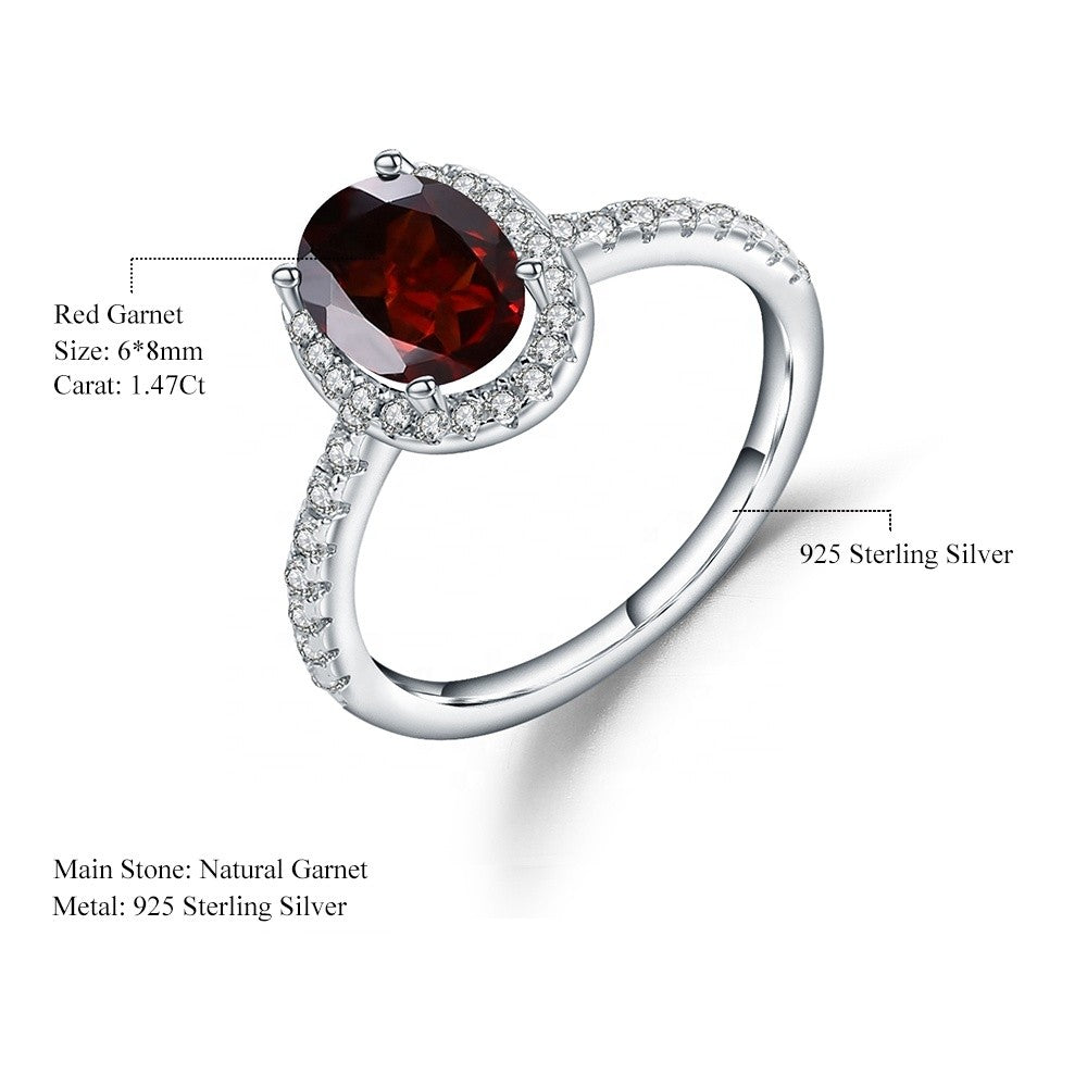 Classic Garnet Halo Ring - Oval Cut