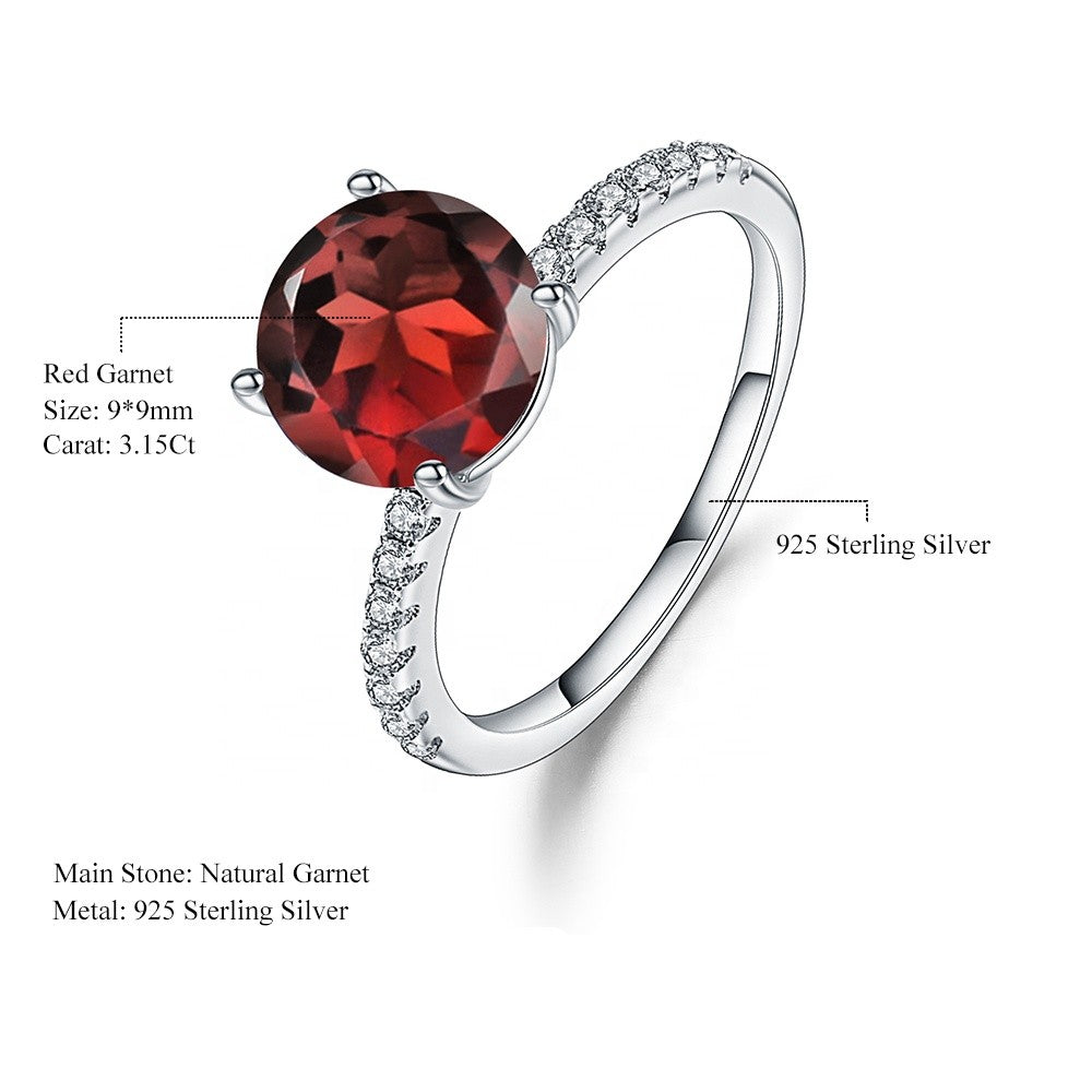 Exquisite Garnet Ring - Round Brilliant Cut