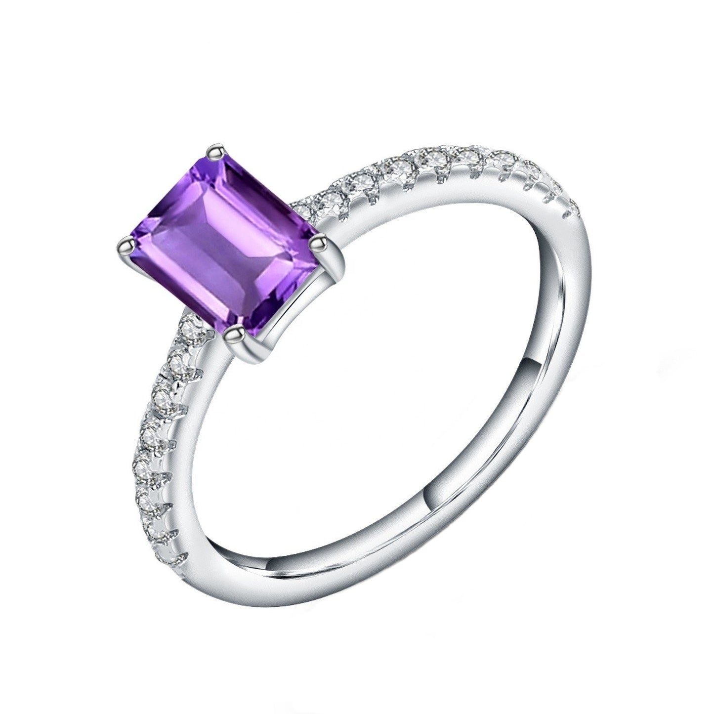 Exquisite Amethyst Ring - Emerald Cut