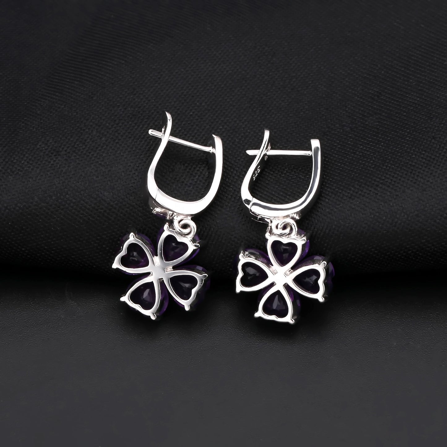 Clover Heart Amethyst Earrings (Leadtime of 5 weeks)