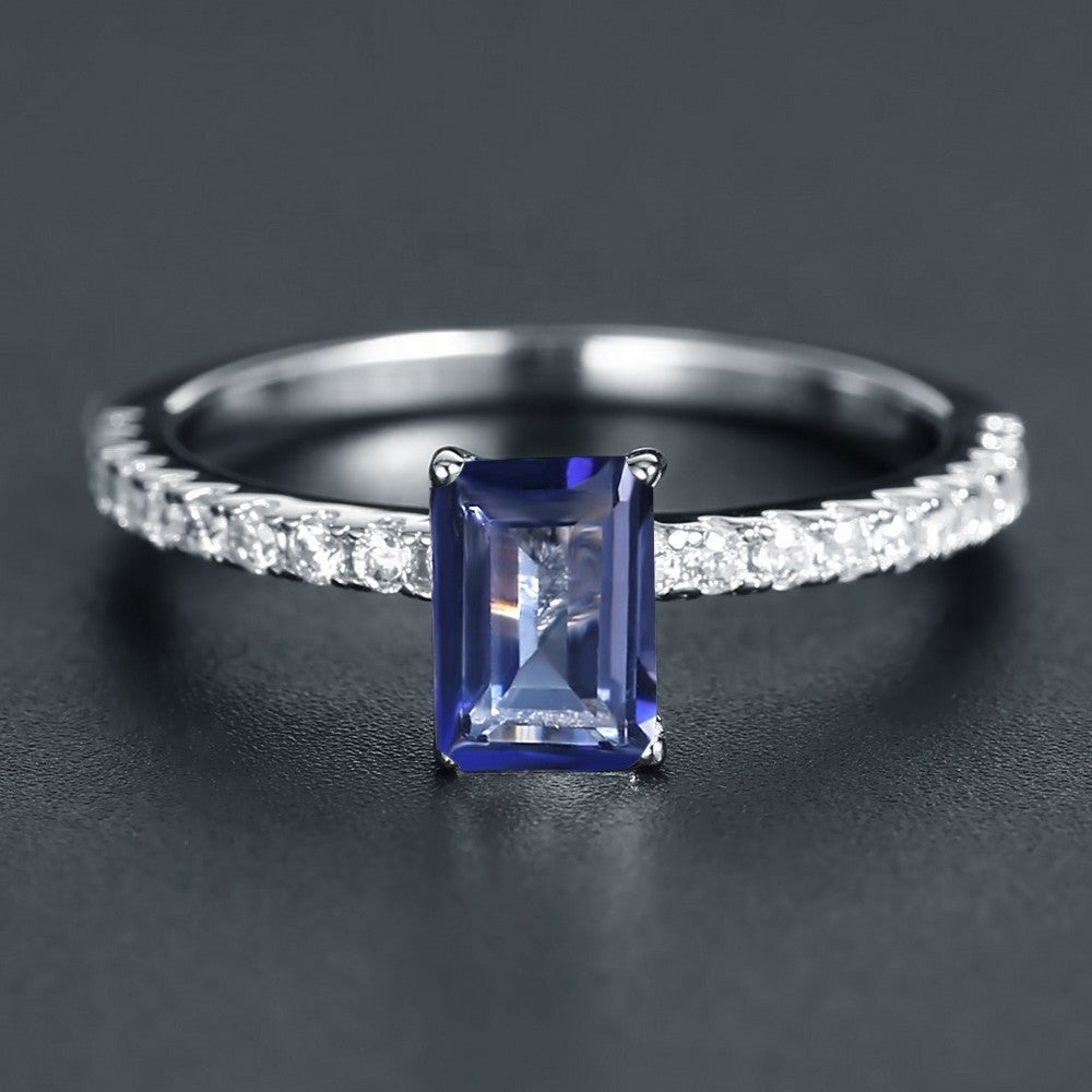 Exquisite Mystic Quartz Ring - Emerald Cut