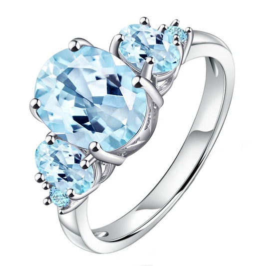 5 Stone Blue Topaz Ring - Oval Cut