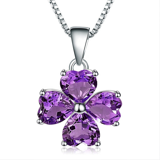 Clover Heart Amethyst Pendant