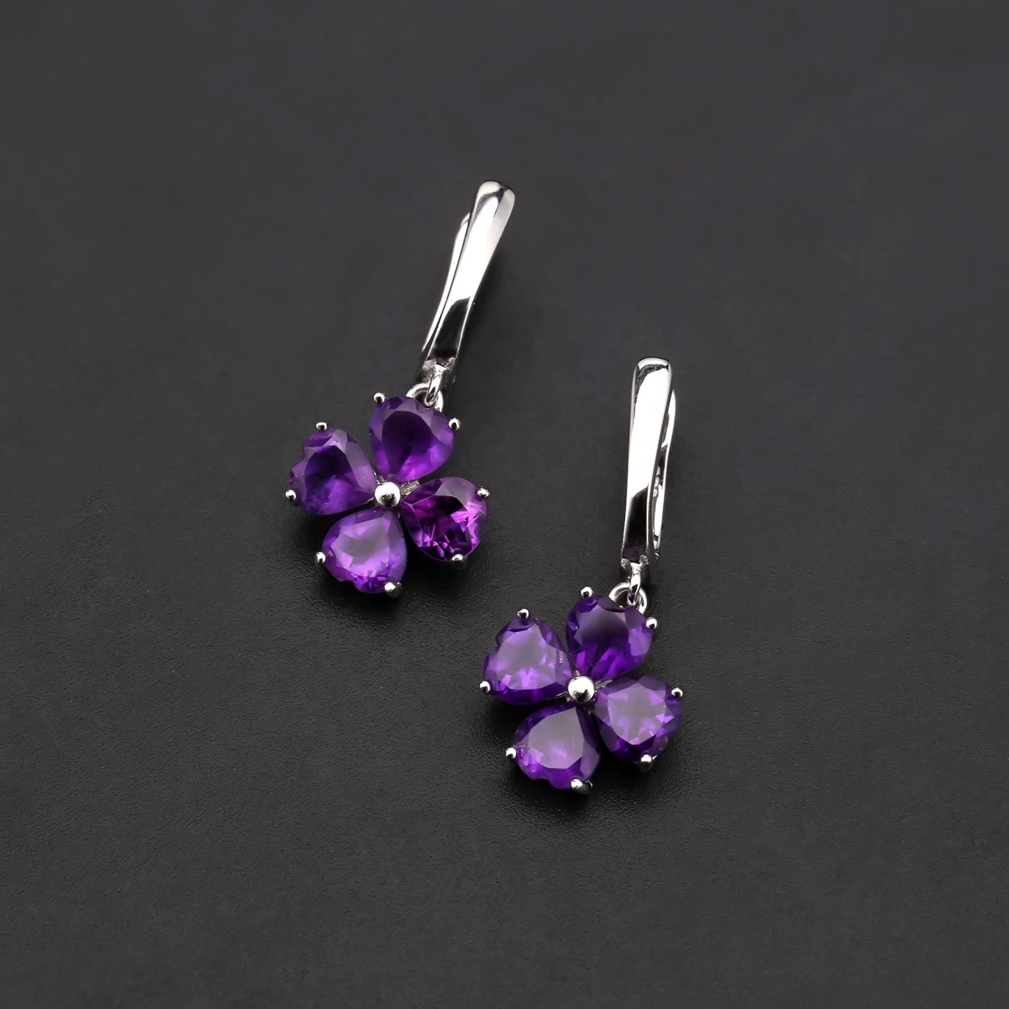 Clover Heart Amethyst Earrings (Leadtime of 5 weeks)