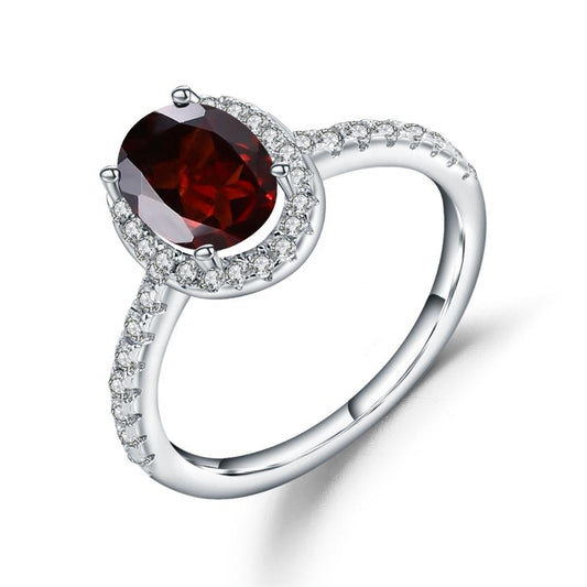 Classic Garnet Halo Ring - Oval Cut