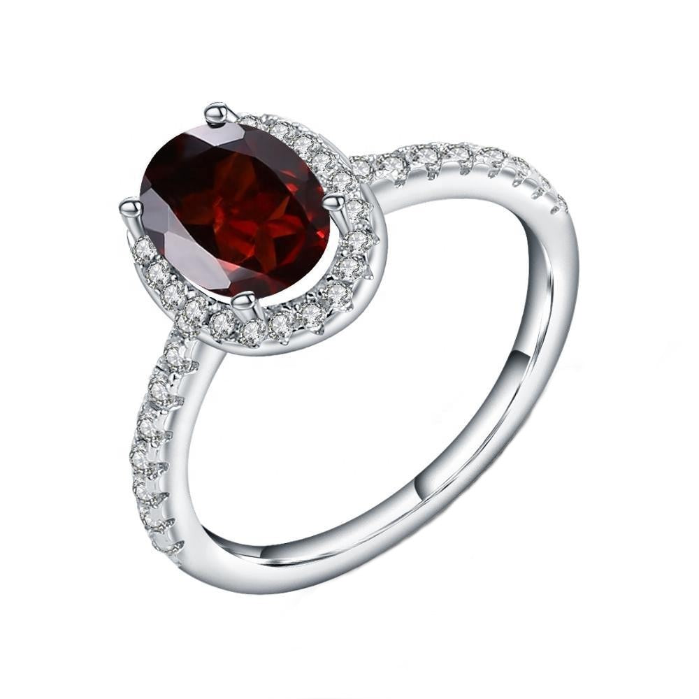 Classic Garnet Halo Ring - Oval Cut