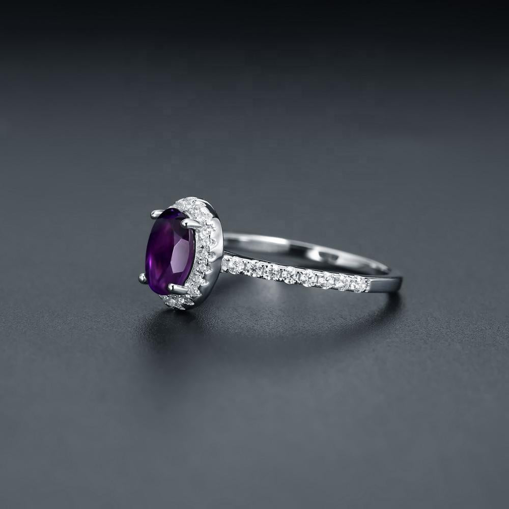 Classic Amethyst Halo Ring - Oval Cut