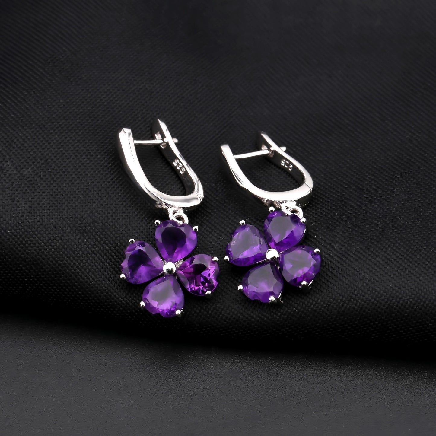 Clover Heart Amethyst Earrings (Leadtime of 5 weeks)