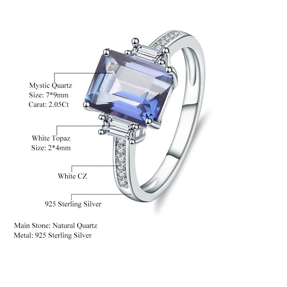 Trilogy Mystic Quartz Ring - Emerald Cut