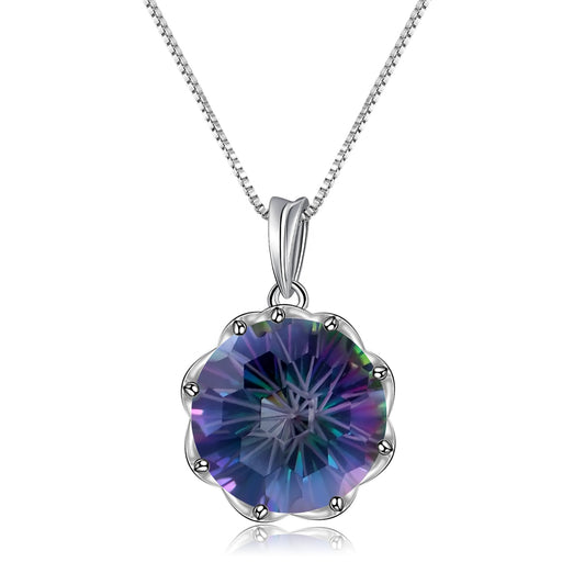 Luxury Mystic Quartz Pendant - Round Brilliant Cut