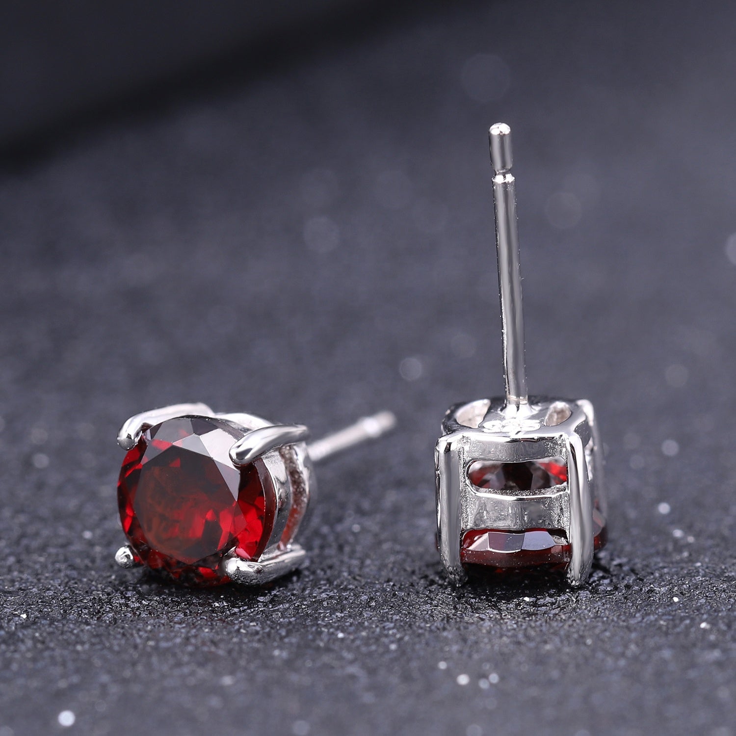 Garnet 4 Claw Stud Earrings - Gems and Stuff Semi-Precious gemstones, Free Shipping Fine Jewellery Sterling Silver 925